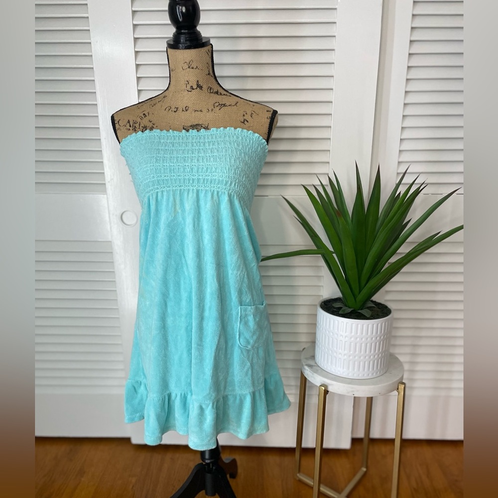 NWTs HTF Rare Vintage OG Juicy Couture Petite Baby Blue Terry Strapless Dress